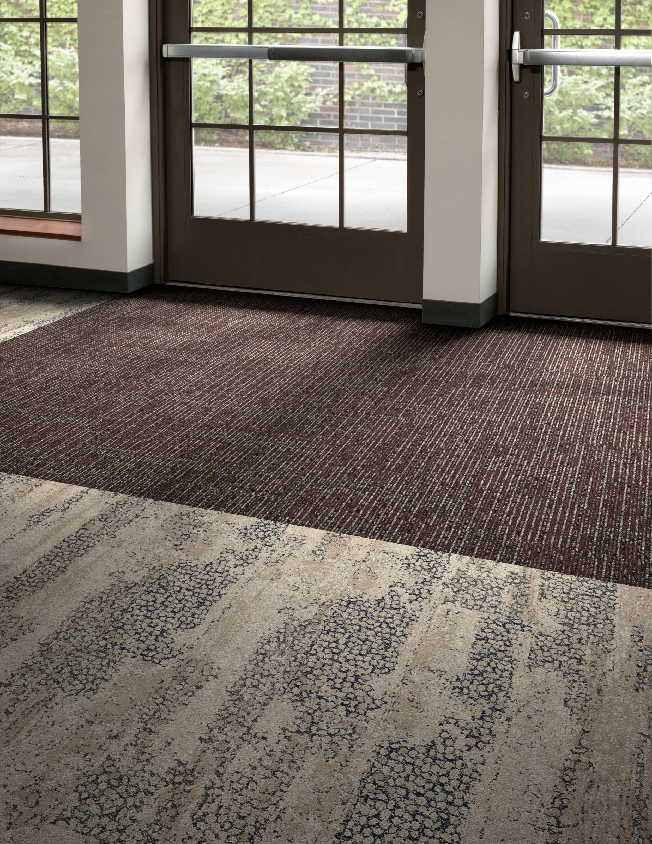 Interface SR899 carpet tile with HN850 plank carpet tile in entryway image number 5